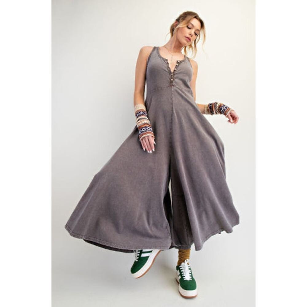 1A5***Easel Mineral washed Palazzo Leg Jumpsuit - Picture 3 of 4